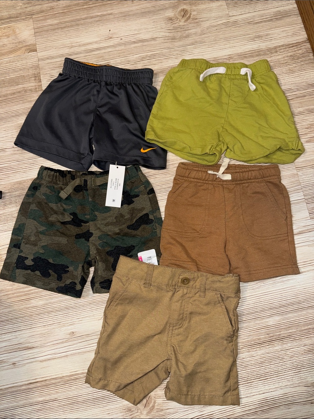 Cat & Jack Kids Shorts Pack - Black, Lime, Camo, Brown, Tan